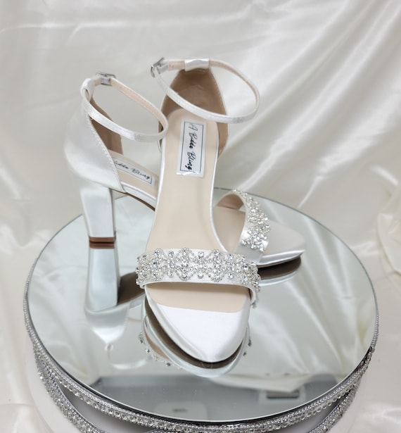 Buy White Artificial Leather Pearl Strap Embellished Block Heels Online at  Best Price | Cbazaar