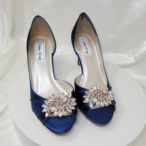 navy dress and rose gold shoes Rose Gold and Navy Blue Shoes