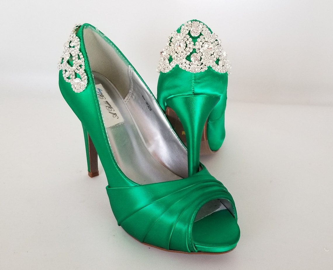 Emerald Green Bridal Shoes Emerald Green Wedding Shoes Crystal - Etsy