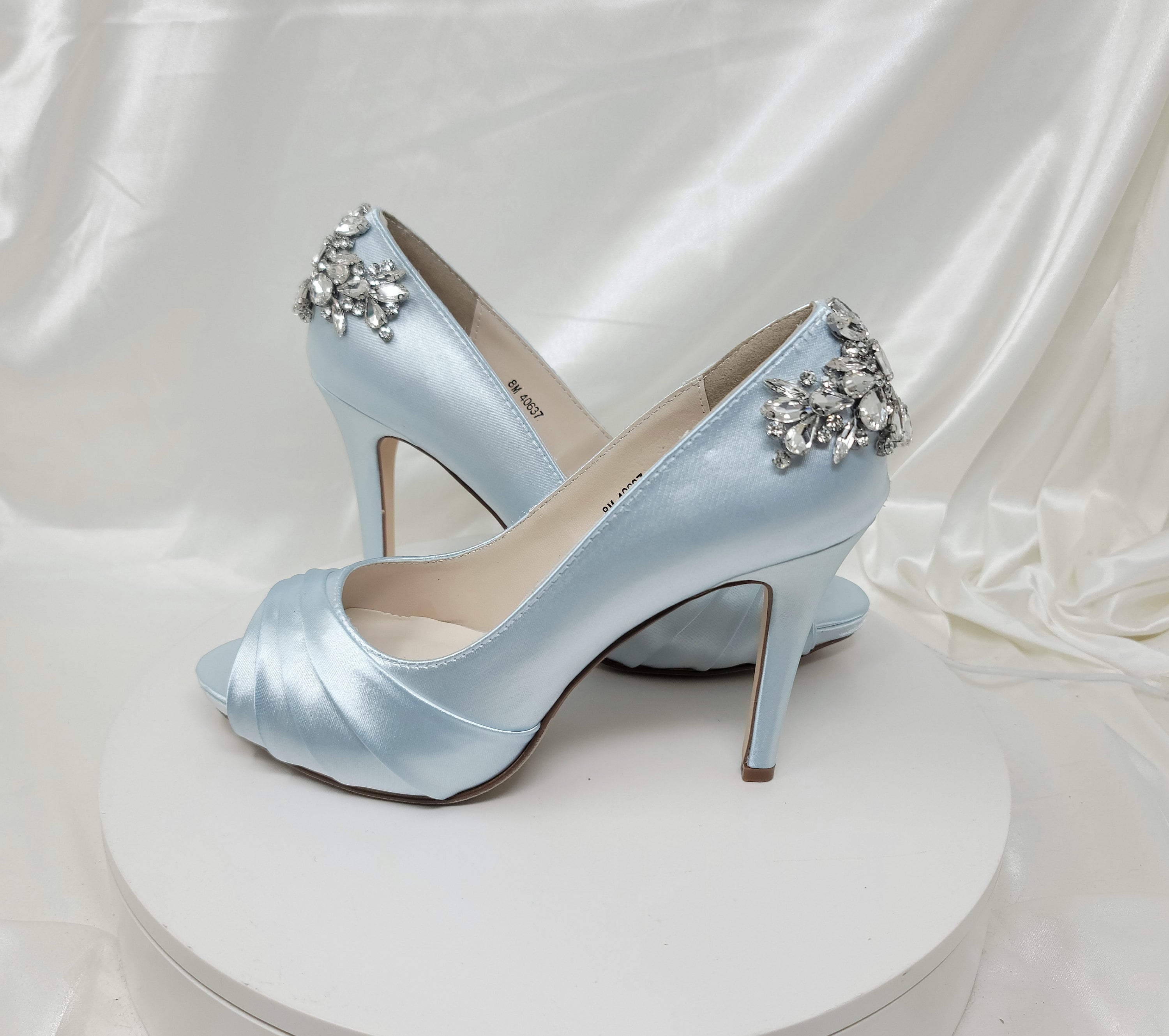 Buy Baby Blue Wedding Shoes Crystal Design Baby Blue Chunky Heel Bridal  Shoes 100 COLORS Blue Block Heel Bridal Heels Blue Bridal Sandals Online in  India - Etsy