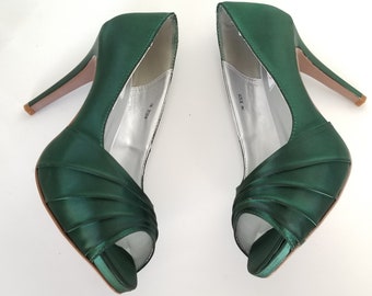 Hunter Green Wedding Shoes Hunter Green Bridal Shoes - 100 Colors Green Heels Green Bridal Heels Dyeable Bridal Shoes Green Bridesmaid Shoes