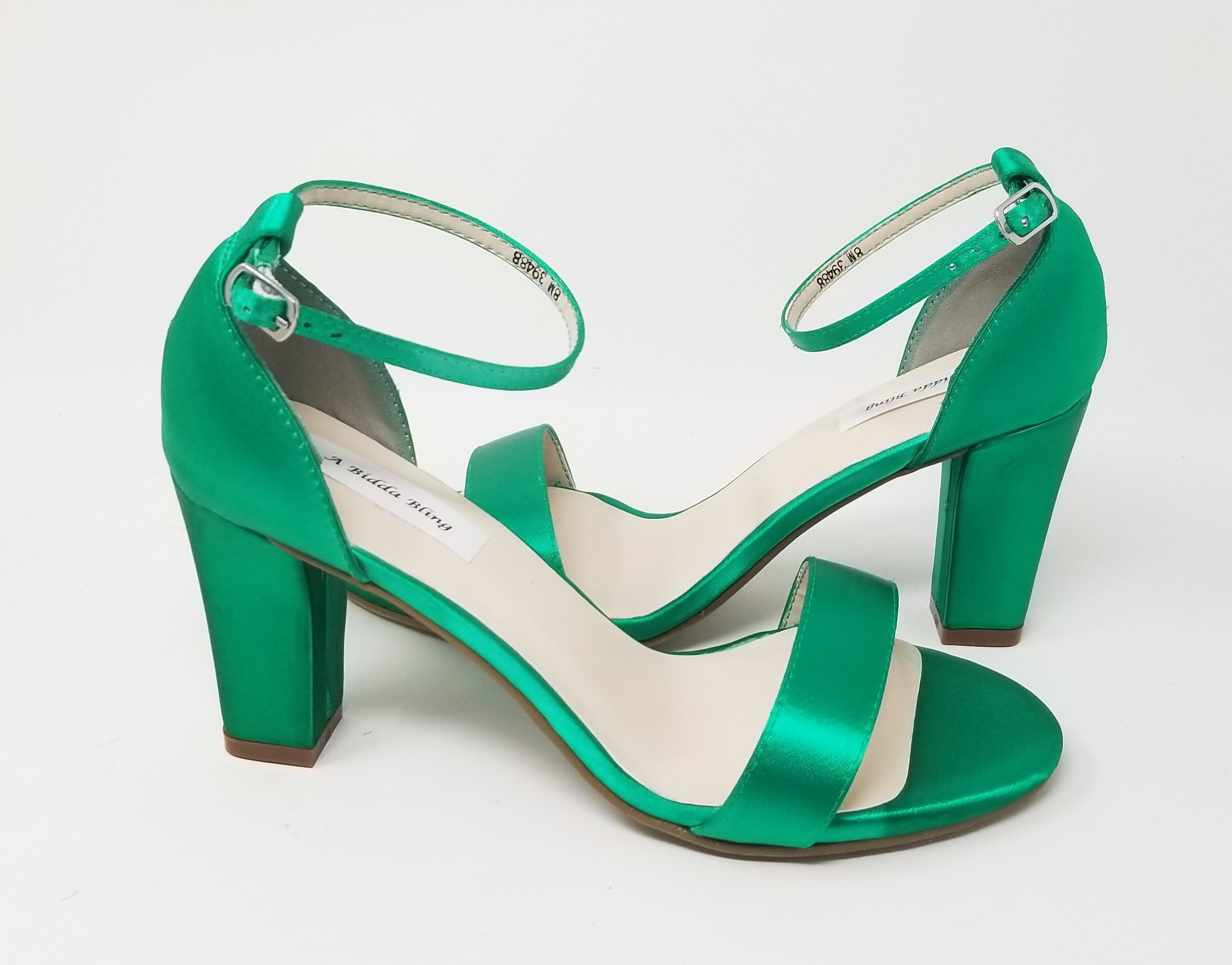Zapatos de novia verde esmeralda Tacones gruesos Zapatos de | Etsy España