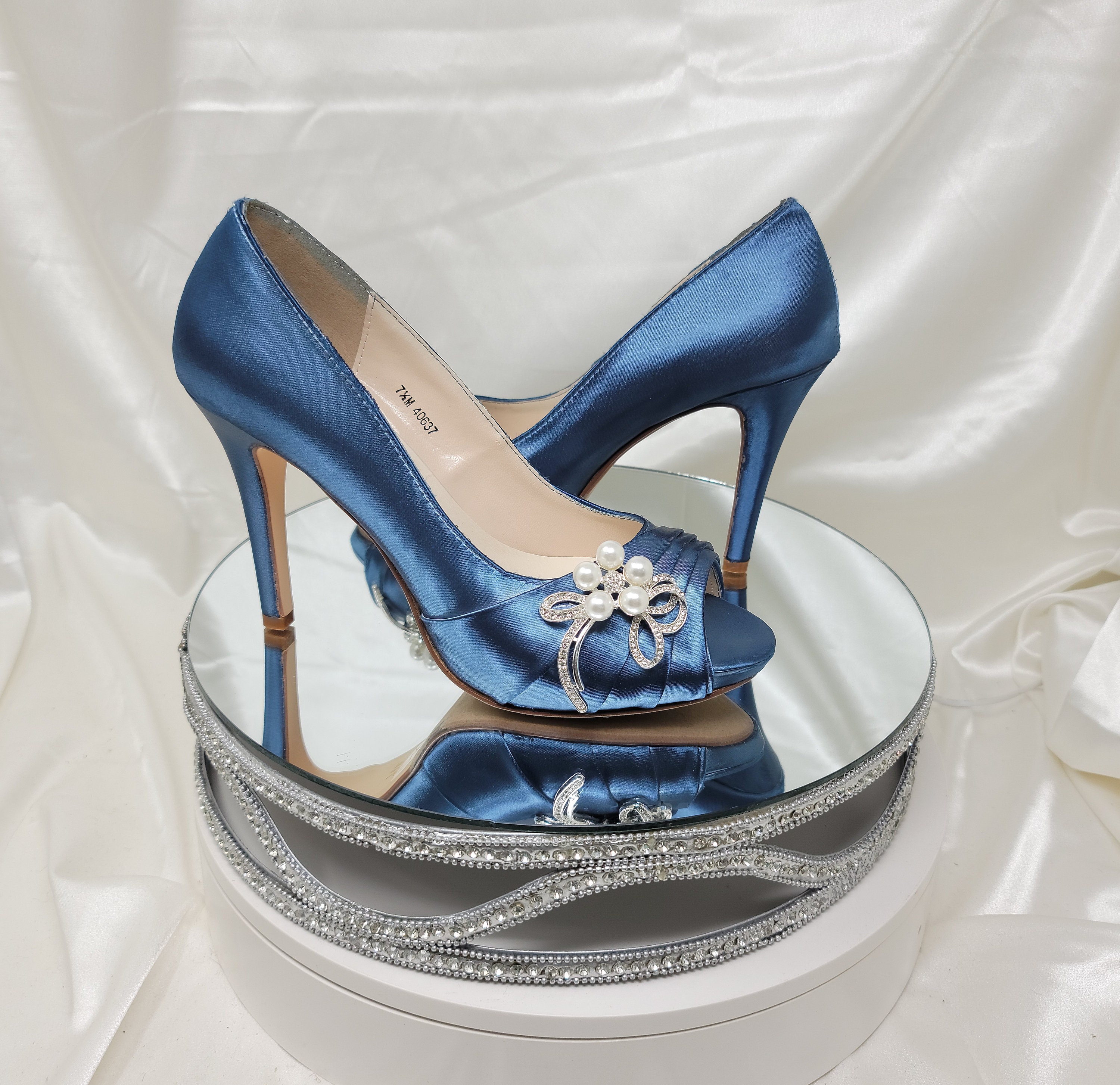 Grace Leather Block Heels,wedding Shoes,blue Block Heels,ankle Strap Heels,blue  Wedding Shoes,blue Bride Shoes,bridesmaids Shoes - Etsy
