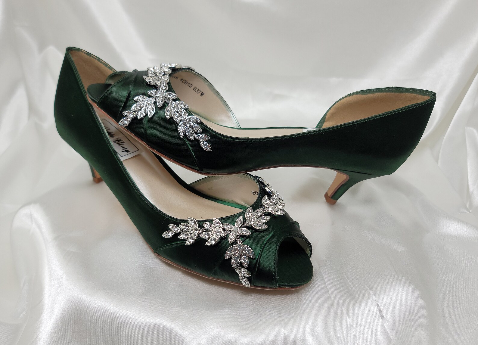 Green Wedding Shoes With Crystal Vine Design Green Bridal Shoes or PICK ...