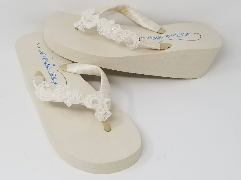ivory wedding flip flops for bride