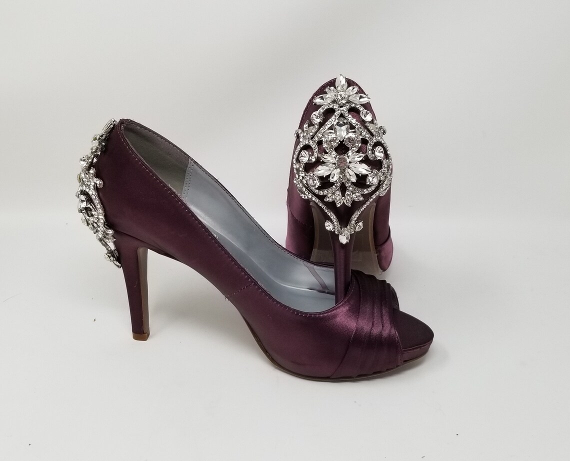 Purple Wedding Shoes Crystal Back Design Purple Bridal Shoes - Etsy