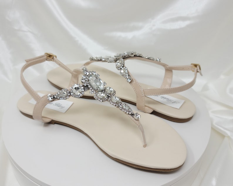 Ivory Wedding Sandals With Chunky Crystals Ivory Bridal - Etsy