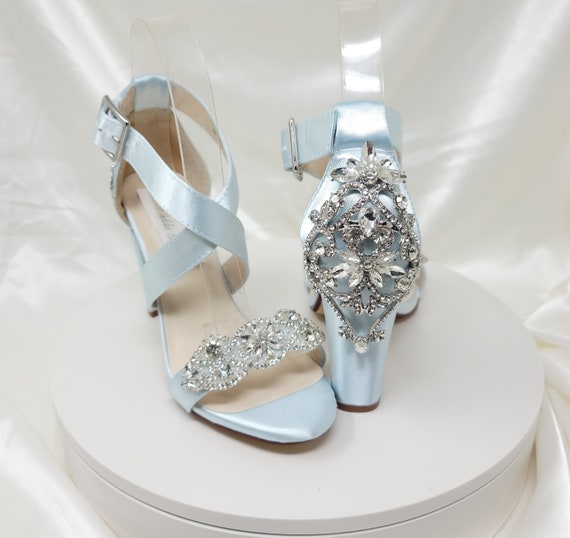 light blue crystal heels
