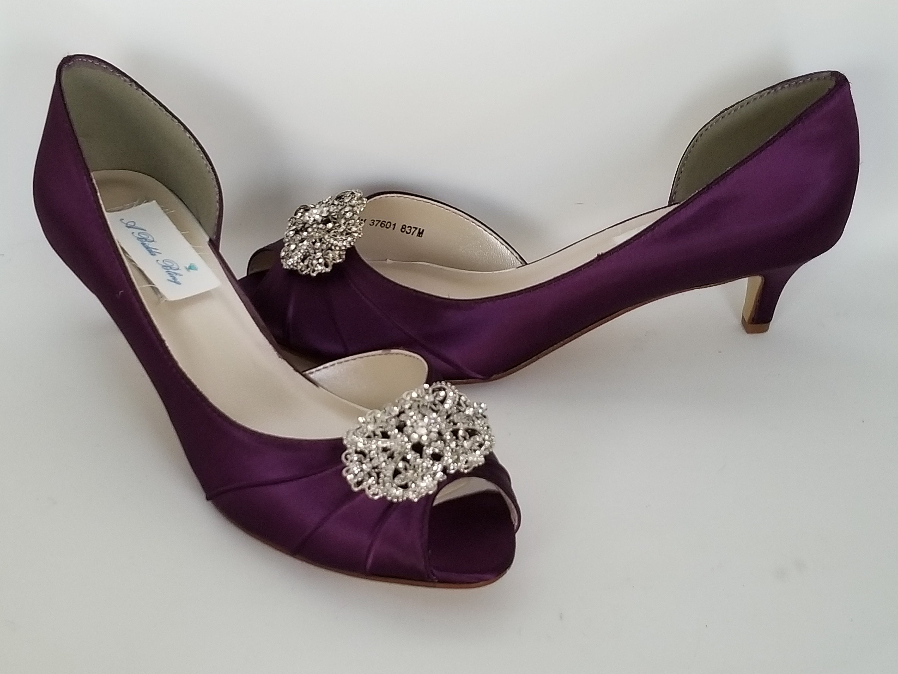Eggplant Purple Wedding Shoes with Vintage Style Brooch Etsy