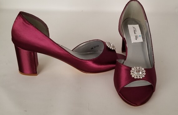 burgundy shoes block heel