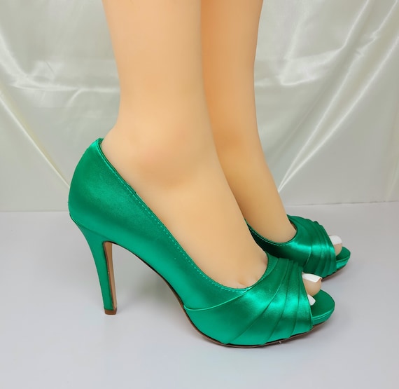 Zapatos boda verde esmeralda Zapatos de novia verde - Etsy México