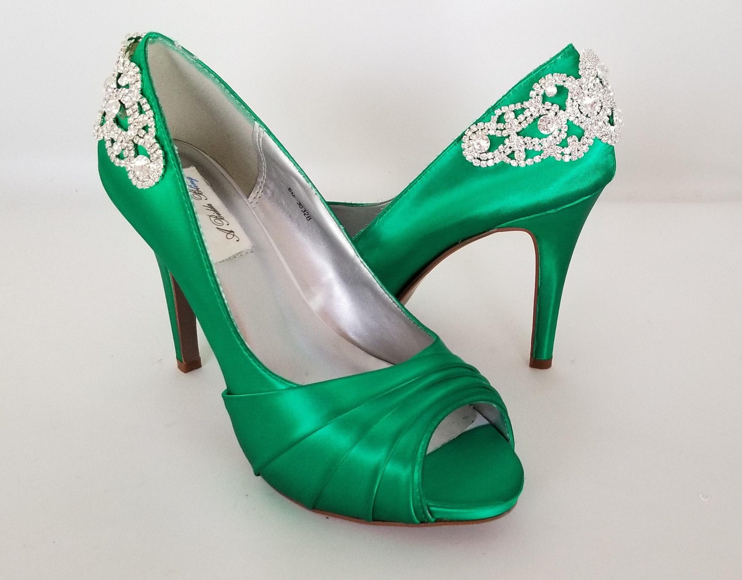Emerald Green Bridal Shoes Emerald Green Wedding Shoes Crystal | Etsy