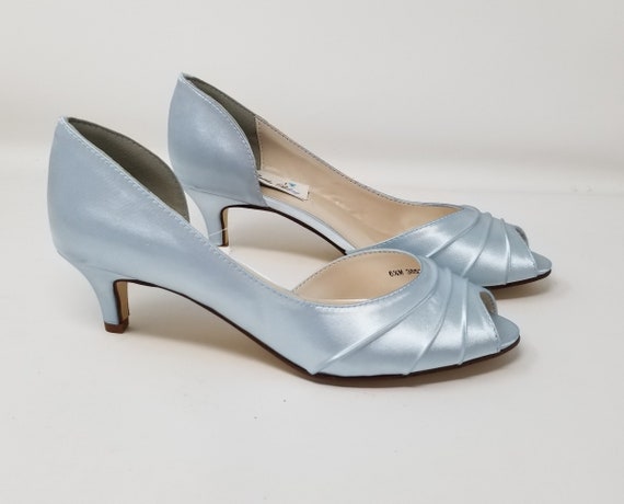blue kitten heel wedding shoes