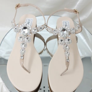 Ivory Wedding Sandals with Chunky Crystals Ivory Bridal Sandals  Destination Wedding Sandals Beach Wedding Sandals Beach Wedding Shoes