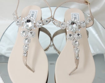 Ivory Wedding Sandals with Chunky Crystals Ivory Bridal Sandals  Destination Wedding Sandals Beach Wedding Sandals Beach Wedding Shoes