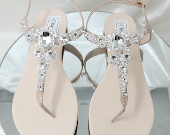 Ivory Wedding Sandals with Chunky Crystals Ivory Bridal Sandals  Destination Wedding Sandals Beach Wedding Sandals Beach Wedding Shoes