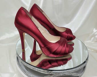 Burgundy Wedding Shoes Burgundy Bridal Shoes Burgundy Platform Heels Burgundy Sandals Dyeable Bridal Shoes Burgundy Bridesmaid Shoes