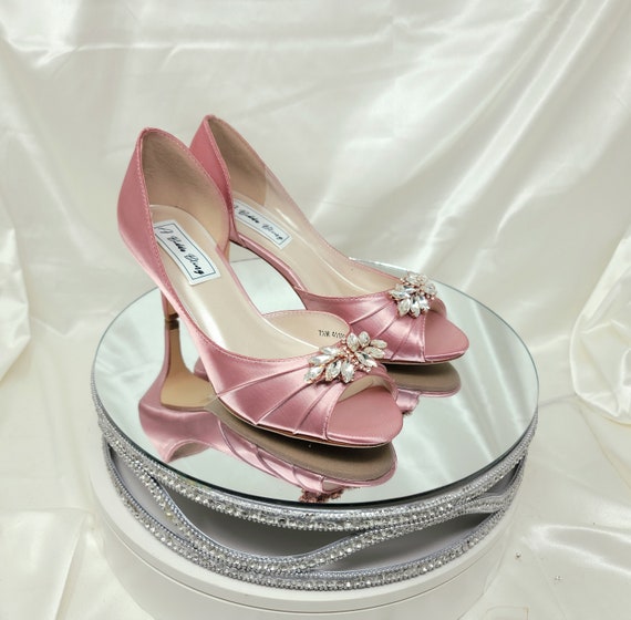 Rose Gold Diamante Ankle Strap High Heel Sandals | SilkFred