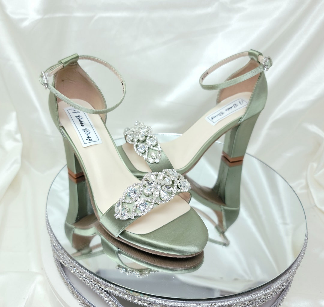 Sage Green Bridal Shoes Sage Green Chunky Heels Sage Green - Etsy