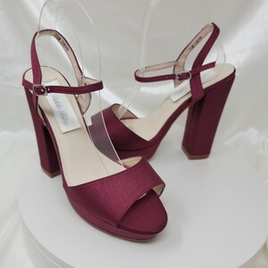 Wine Bridal Shoes Wine Block Heel Wedding Shoes Wine Platform Wedding Shoes Purple Platform Bridal Shoes OVER 100 COLORS