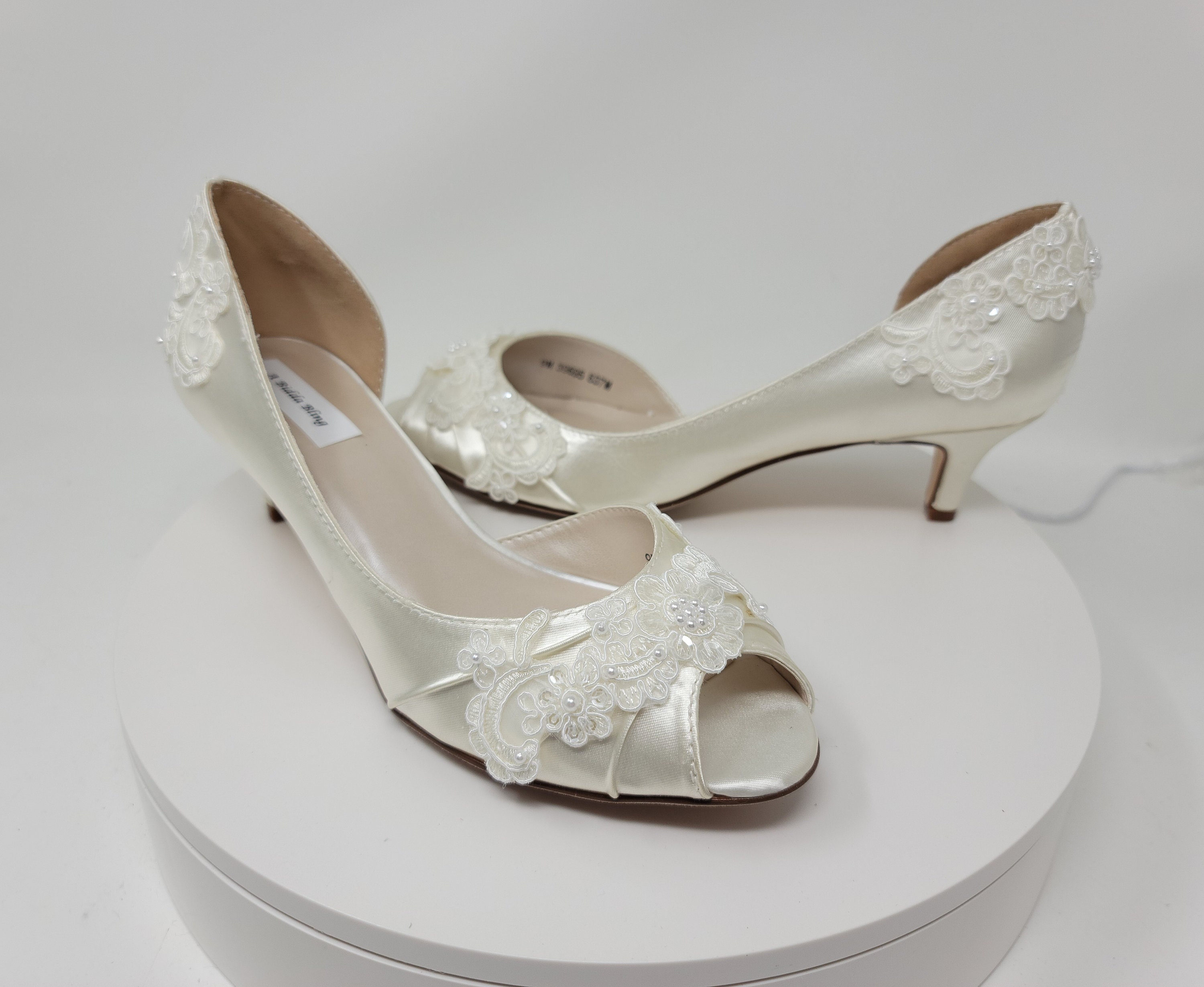 Bridal Shoes Heeled Shoes Wedding Shoes Beige Satin Bias 