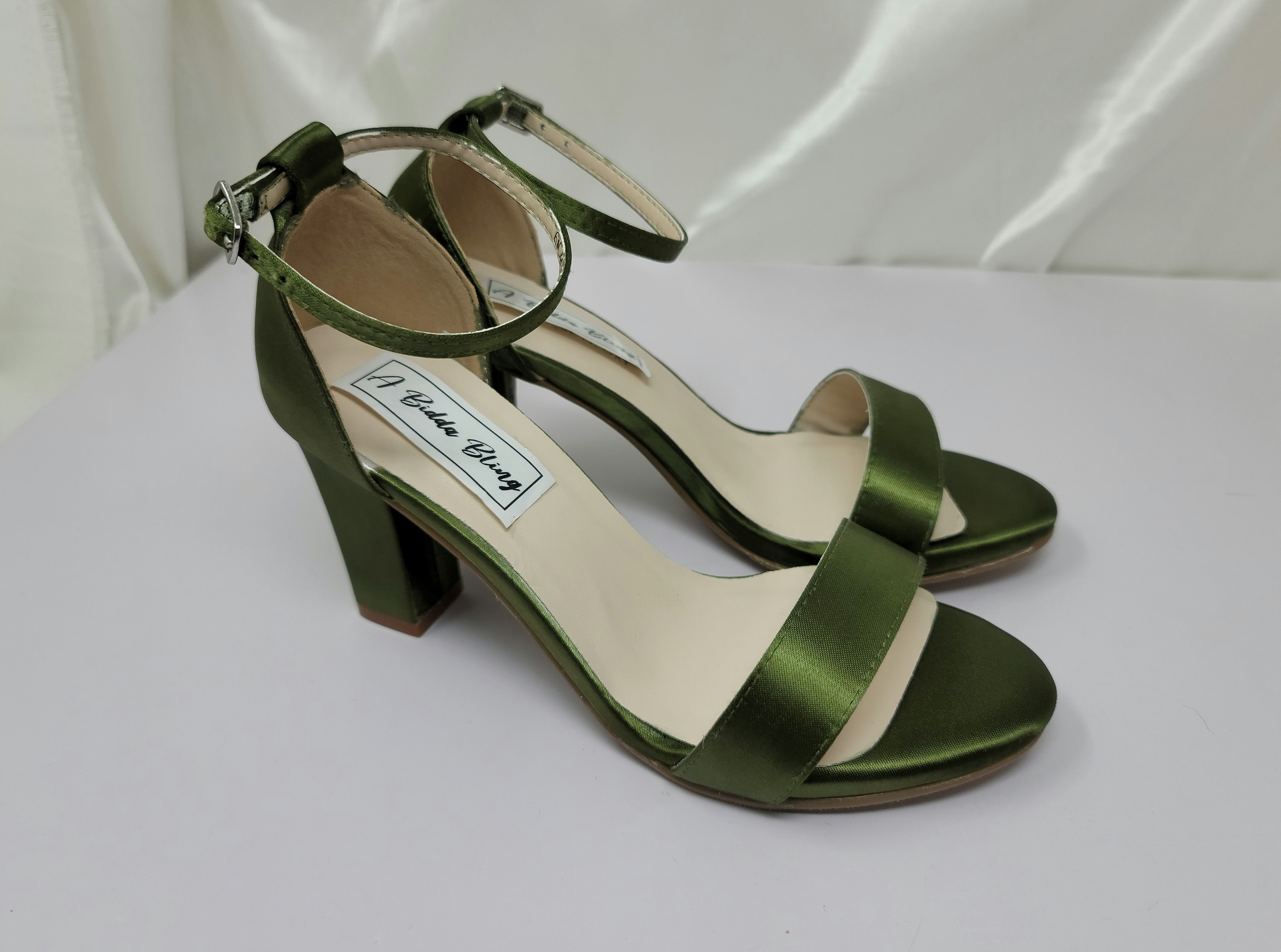 Olive Green Wedding Shoes Olive Green Chunky Heels Green Bridal