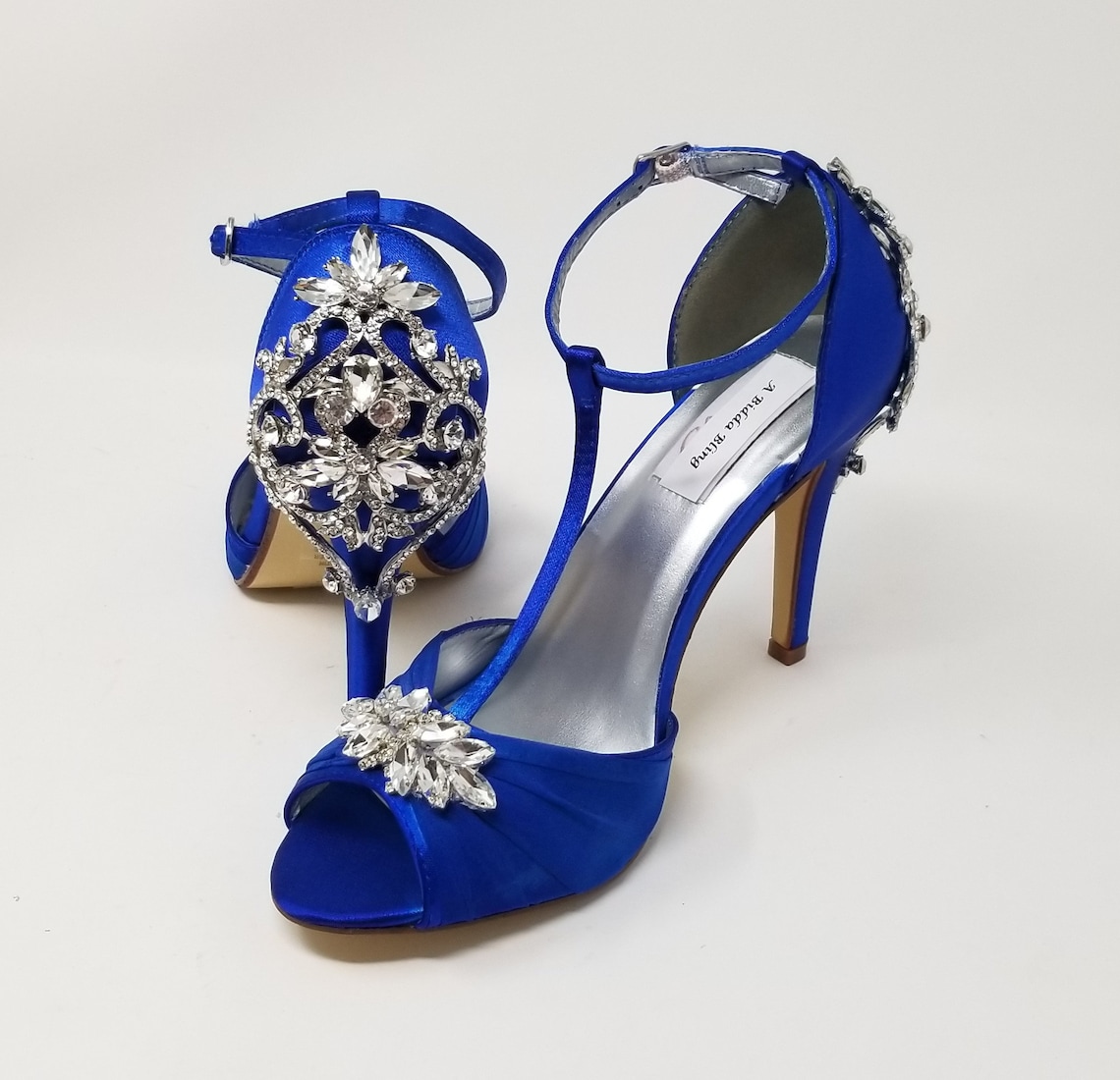 Royal Blue Wedding Shoes Bling Design Cobalt Blue Bridal Shoes | Etsy
