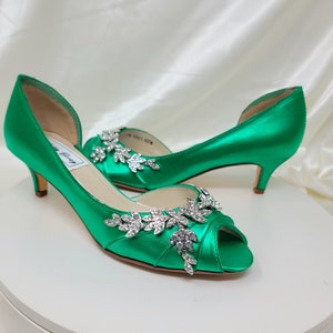 Emerald Green Wedding Shoes with Crystal Vine Emerald Green Bridal Shoes or PICK FROM 100 COLORS Emerald Green Bridal Shoes