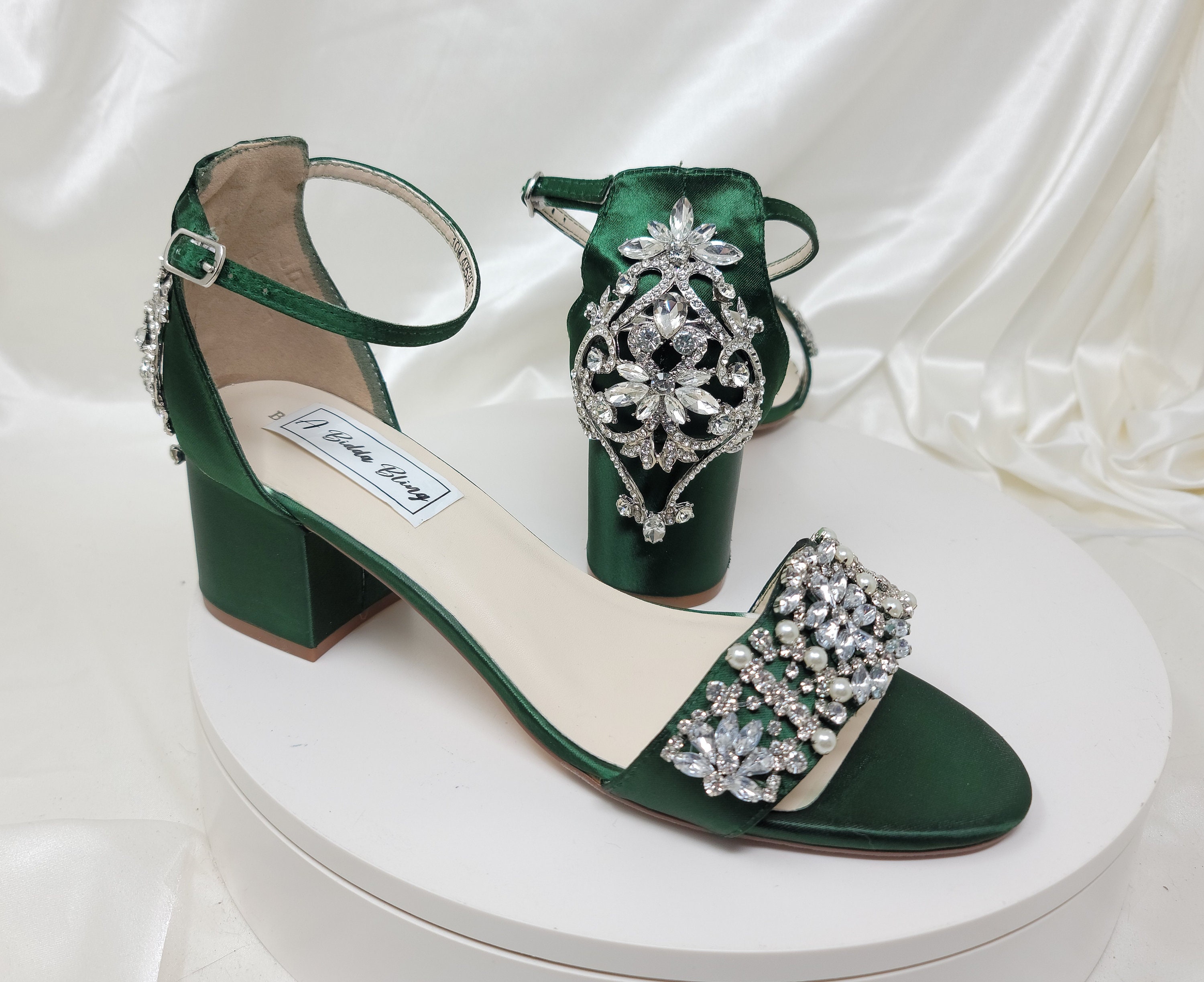 Escarpins Vintage Verts Talons Moyen (2-2.9 Pouces) Taille 8M - Style Slide Open Back - Occasion
