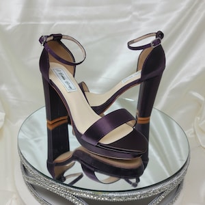 Eggplant Purple Wedding Shoes Purple Platform Bridal Heels Purple Block Heel Wedding Shoes Purple Platform Wedding Shoes T100 COLORS