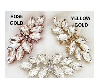 Rose Gold Rhinestone Applique Rose Gold Sparkling Crystal Applique, Yellow Gold Rhinestone Applique, Silver Rhinestone Applique