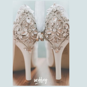 White Wedding Shoes Crystal Back White Bridal Shoes 100 Colors Ivory Wedding Shoes with Crystal Back Ivory Bridal Shoes White Bridal Heels