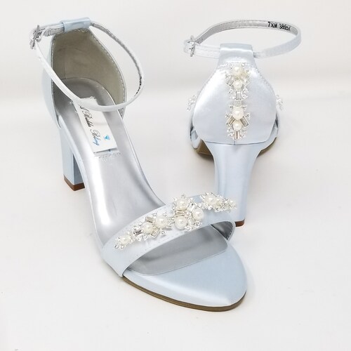 light blue thick heels