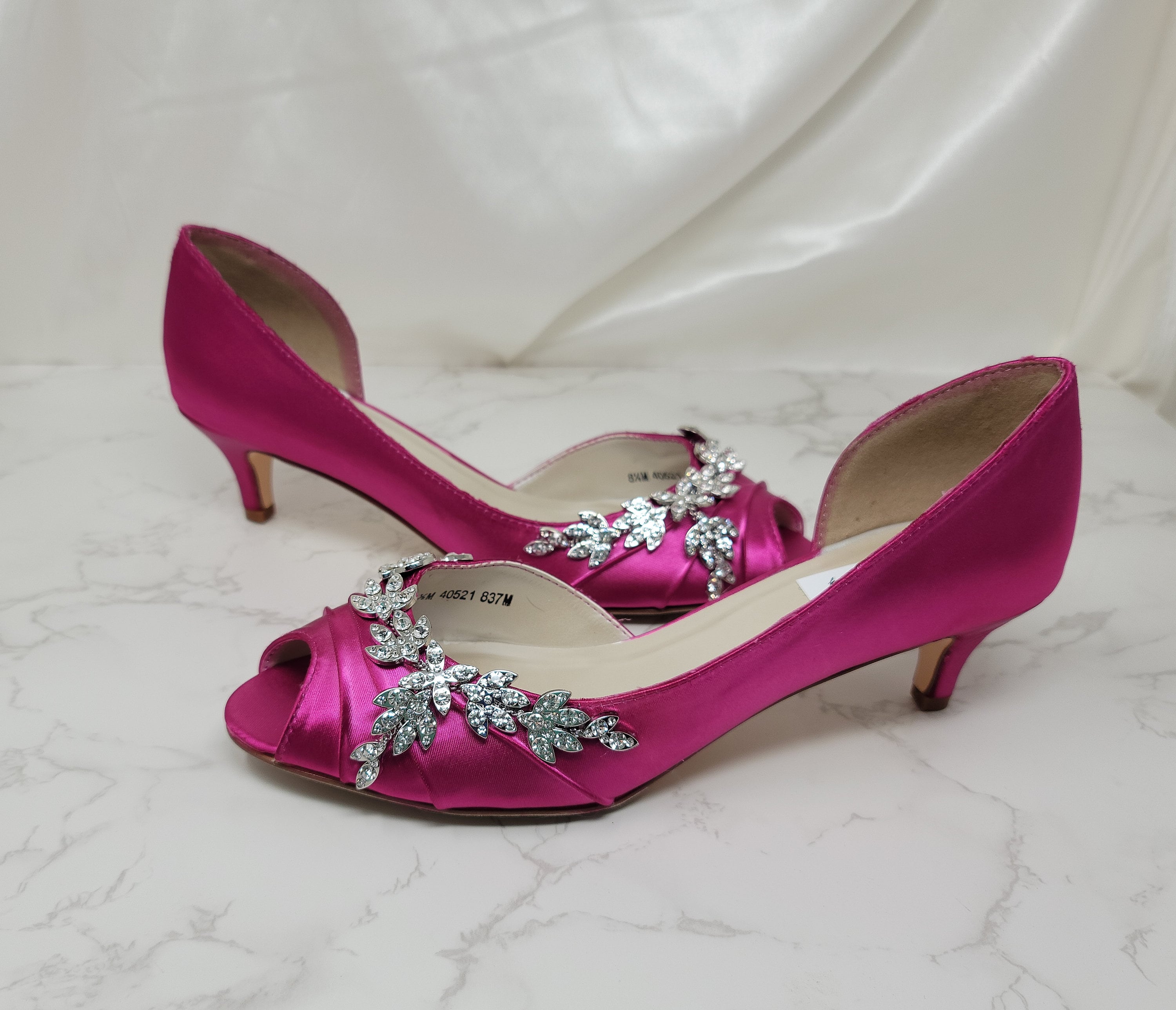 Fuchsia Wedding Shoes with Crystal Vine Design Fuchsia Bridal Shoes OVER 100 COLORS Fuchsia Bridal Heels Fuchsia Wedding Heels