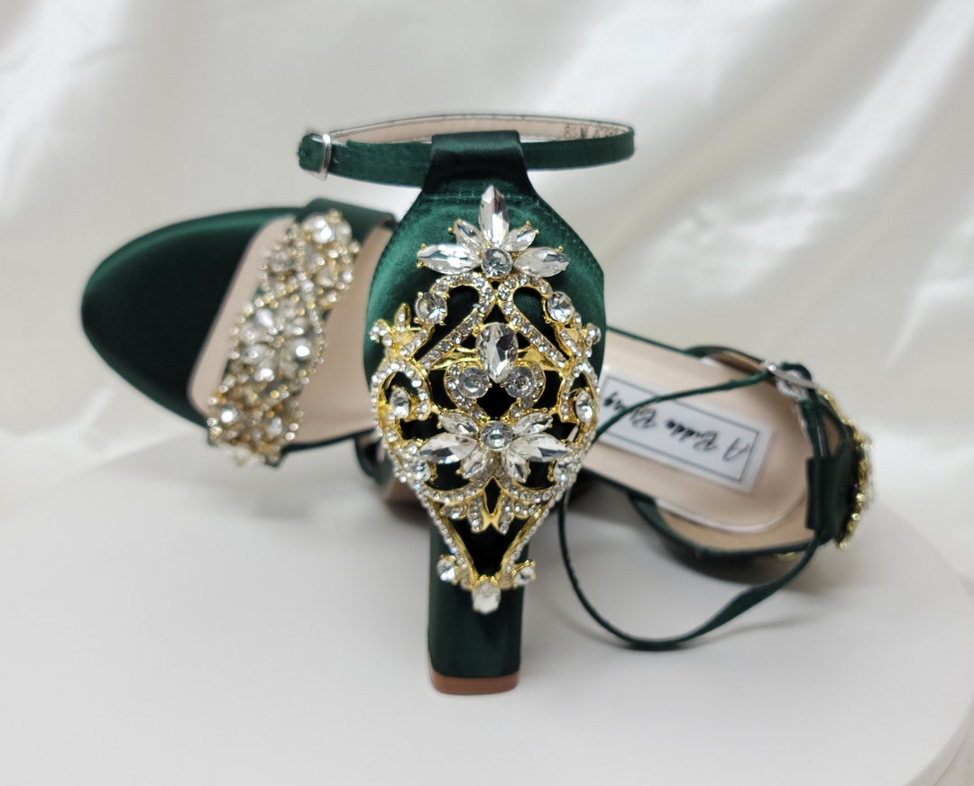 Custom Handmade Emerald Dark Green Guipure French Lace Bridal Wedding Satin  Peep Toe Platform Pump Heel - Etsy