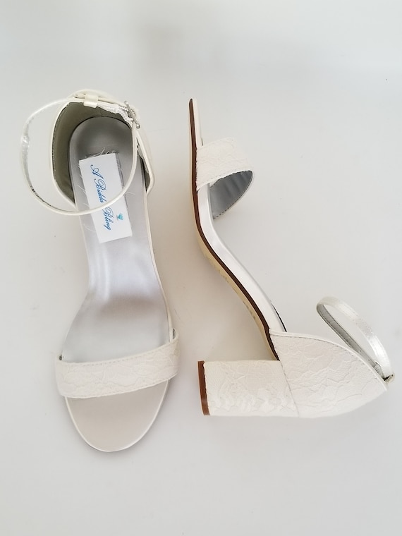 Block Heel Ivory Bridal Shoes 