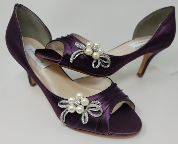 Adquisición Ordenador portátil noche Zapatos de novia color berenjena morados con broche de perla y - Etsy México