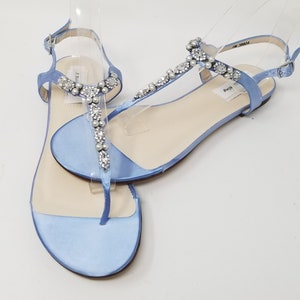 Blue Wedding Shoes Blue Wedding Sandals Pearls and Crystals Blue Wedding Sandals Blue Bridal Sandals 100 Color Choices Beach Wedding Shoes