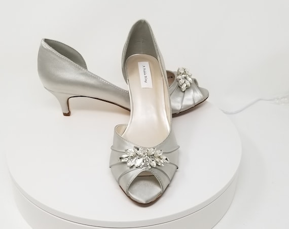 Zapatos boda plateados con apliques de cristal Zapatos Etsy México