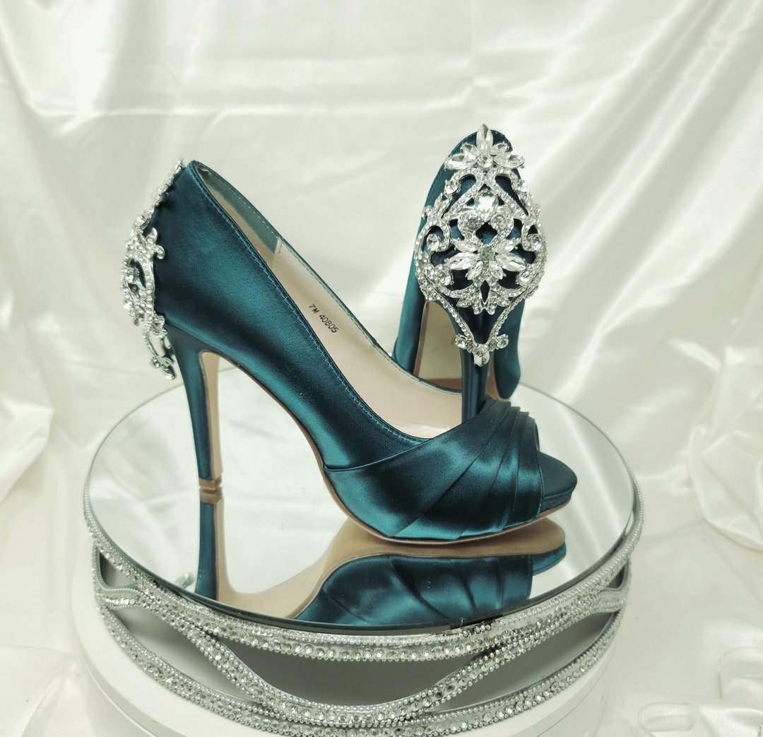 Turquoise Blue Bridal Shoes - Turquoise Bridesmaids Shoes – Custom Wedding  Shoes by A Bidda Bling