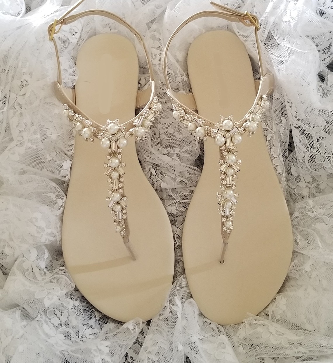 Ivory Bridal Sandals Nude Bridal Sandals Ivory Wedding Sandals image 1