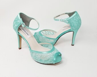 Blue Wedding Shoes Blue Bridal Shoes Lace Wedding Shoes Lace Bridal Shoes - Over 100 Color Choices to Pick From