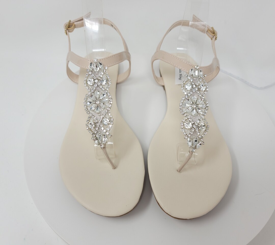 Ivory Wedding Sandals With Sparkling Crystals Ivory Bridal Sandals ...
