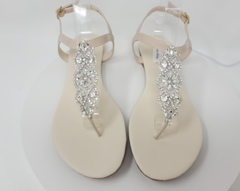 Ivory Wedding Sandals with Sparkling Crystals Ivory Bridal Sandals  Destination Wedding Sandals Beach Wedding Sandals Beach Wedding Shoes