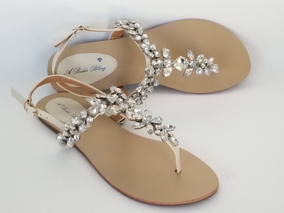 Ivory Wedding Sandals With Sparkling Gems Bridal Sandals Destination — free download
