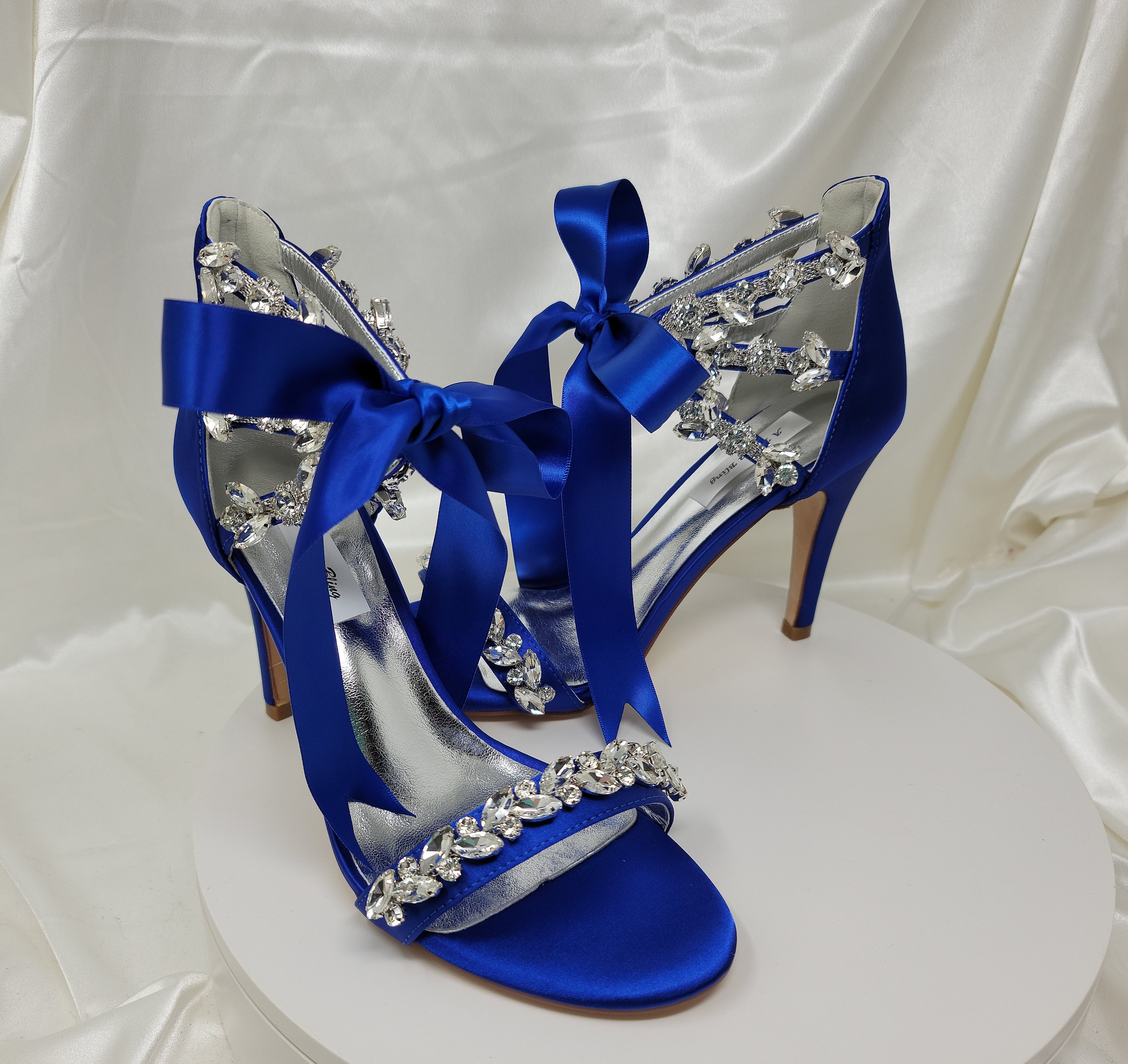 Blue liquid shiny Giaro SLICK ESCALA platform pumps with silver heels -  Giaro High Heels | Official store - All Vegan High Heels