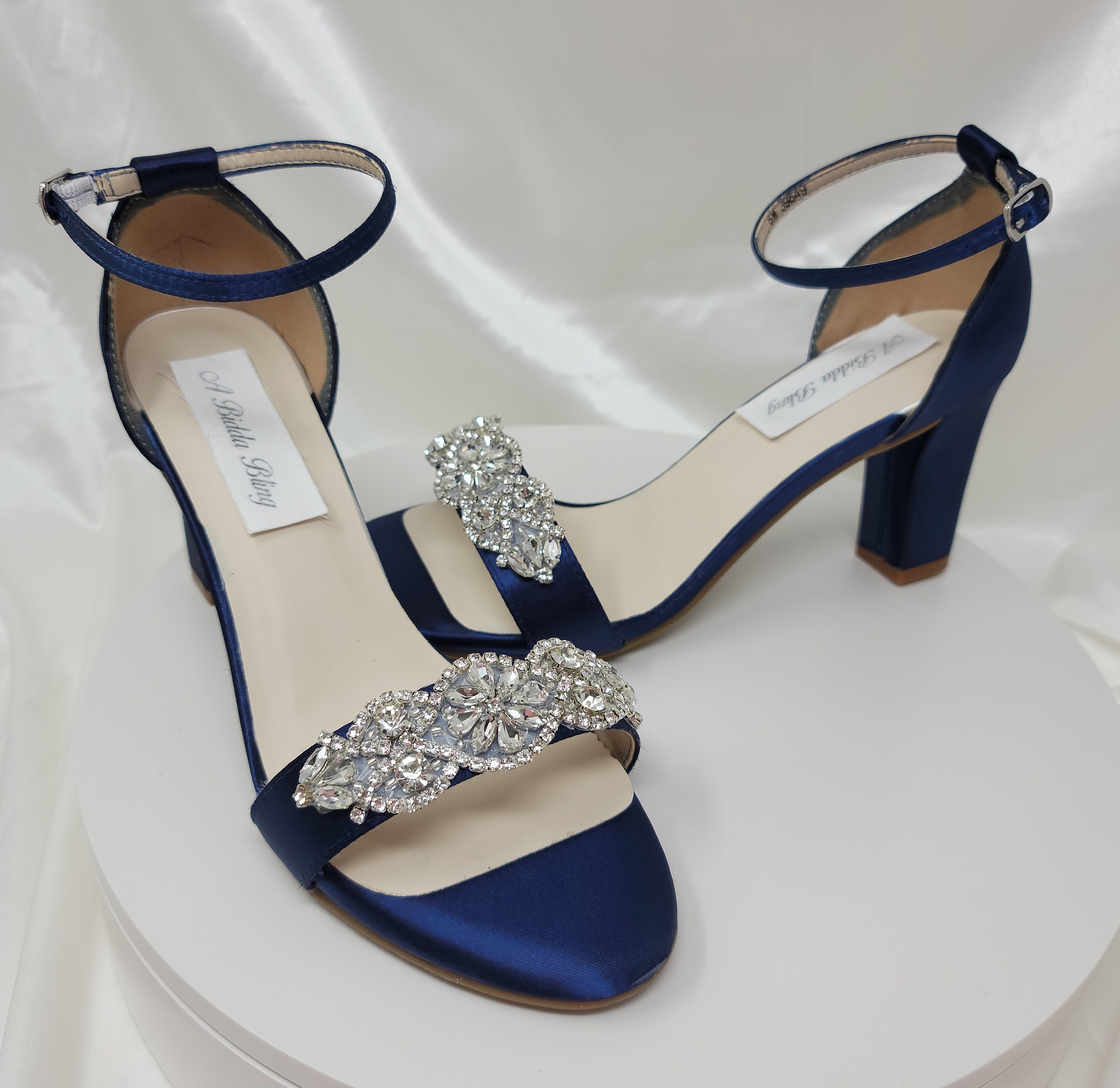 navy blue chunky heel shoes