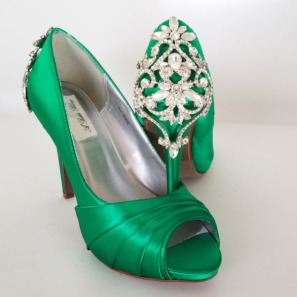 emerald green and gold shoes