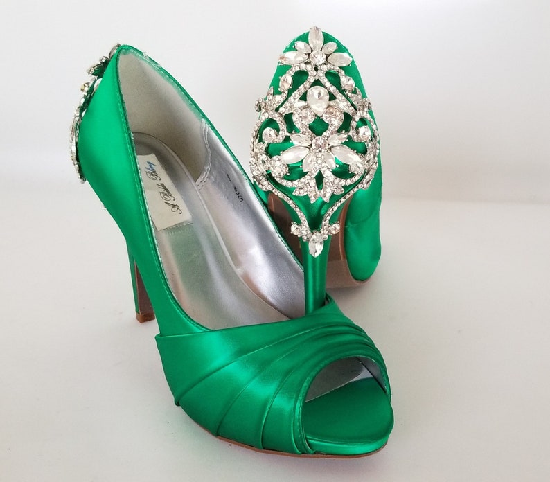 Emerald Green Wedding Shoes Emerald Green Bridal Shoes Crystal - Etsy