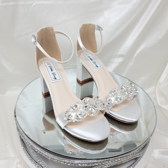 Buy Silver Block Heels, Silver Heel, Wedding Shoes, Shoes for Women, Ankle  Strap, Satin, Stiletto, Bridal Heels, Silver Block Heels Sandals Online in  India - Etsy